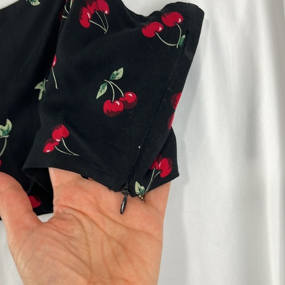 Morrisday Black Crop Rayon Top w/ Cherries - Picture 3 of 6